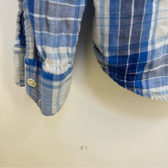 Lucky Brand Mens' Size. XL Blue and White Plaid L/S Button Down Shirt - Picture 9 of 9